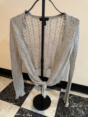 Y2K Angora Lace Tie Front Cardigan Balletcore Fairy Grunge Soft Girl Romantic